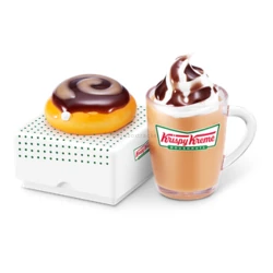 Chocolate Caramel Doughnut & Hot Latte