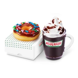 Chocolate Iced with Sprinkles Doughnut & Hot Chocolate