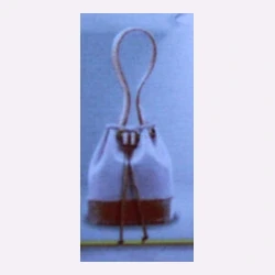 #004 White-and-Brown Bucket Bag