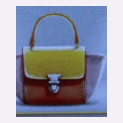 #005 Yellow-and-Tan Flap Satchel