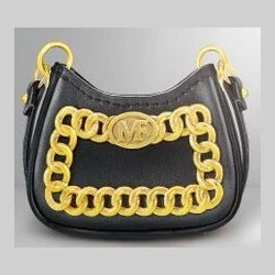 Black chain-trim shoulder bag