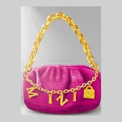 Fuchsia bucket bag with gold chain