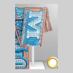 Blue and orange geometric fabric wrap