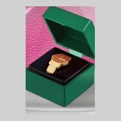 Gold watch in green presentation case