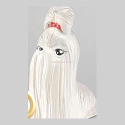 White long-haired dog figure
