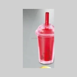 Red clear drink cup with straw