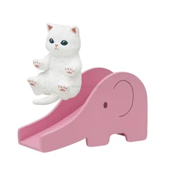 Gray-and-White Cat with Blue Slide